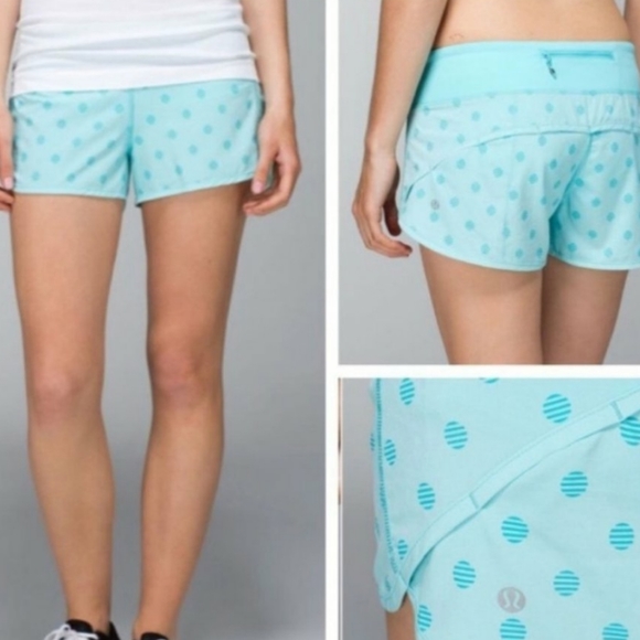 Lululemon Blue Polka Dot Running Speed Shorts - Picture 3 of 10